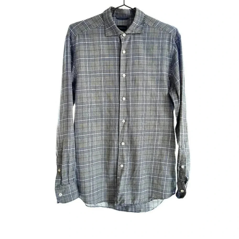 Ermenegildo Zegna Striped Classic Plaid Dress Shirt Large
